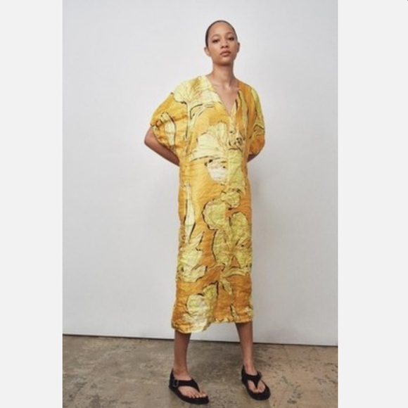Zara Dresses & Skirts - ZARA ZW COLLECTION
PALM PRINT DRESS WITH
POCKETS